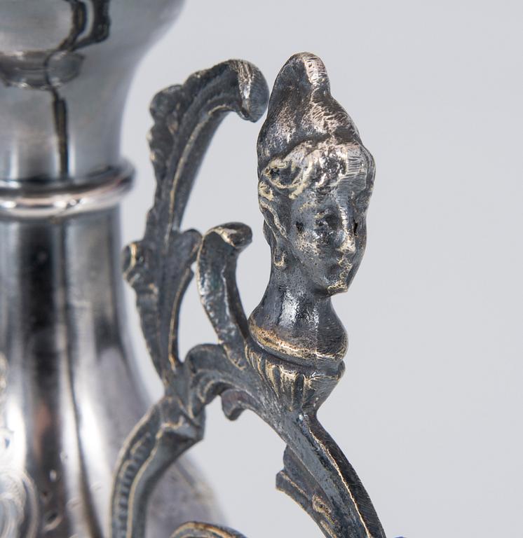 UPPSATSSKÅL, försilvrad metall och glas, ca 1900.