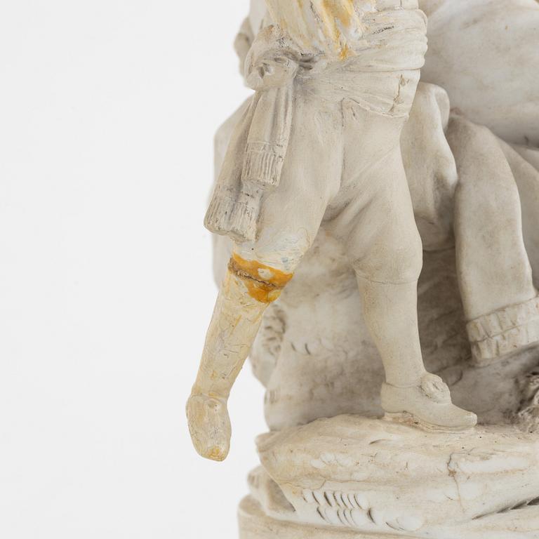 A pair of parian / bisuit porcelain groups, after J Gott, probably England 19th century.