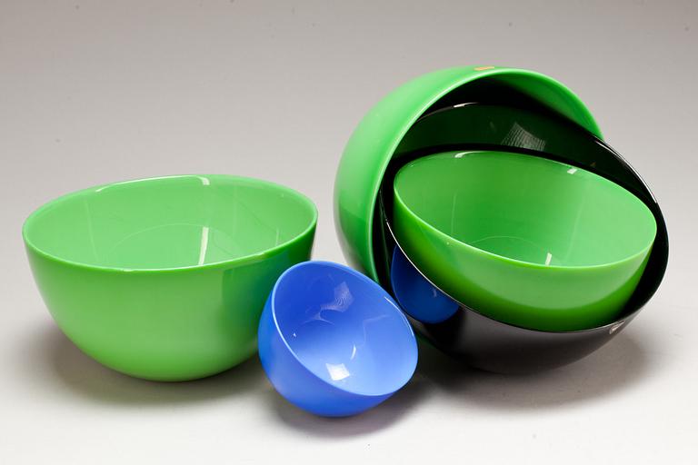 SKÅLAR, glas, 5 st, "Colora", Orrefors.