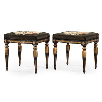 A pair of late Gustavian late 18th century stools.