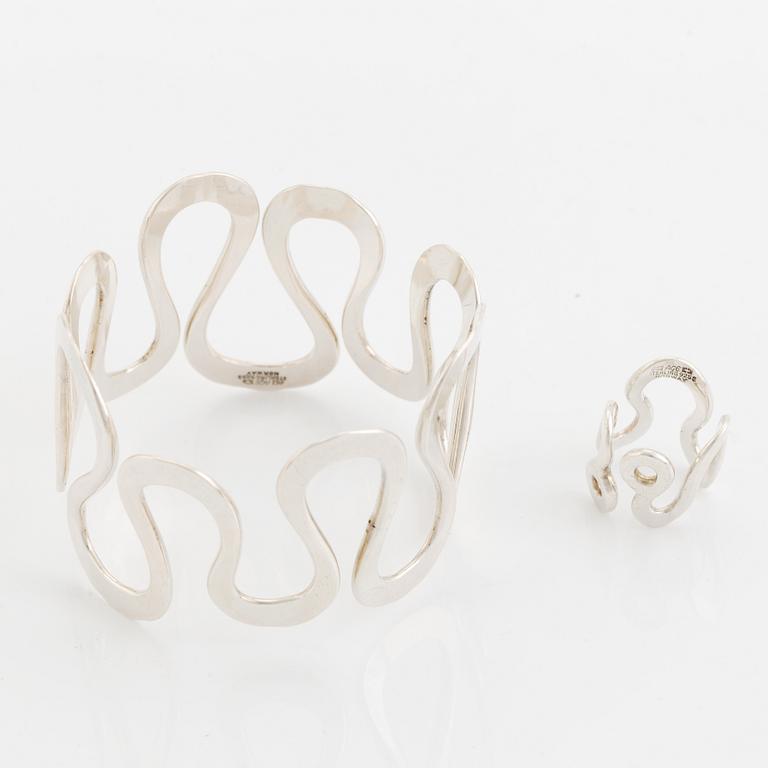 Anna-Greta Eker, armring och ring, sterlingsilver. Norge.