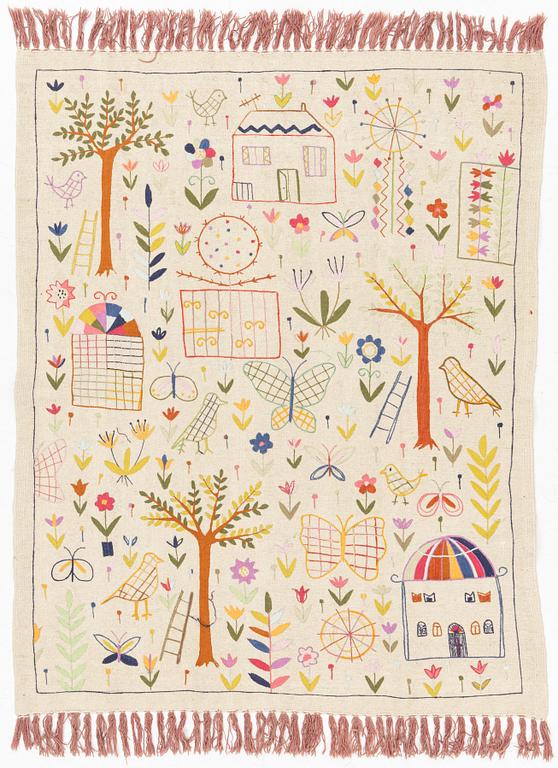 Matta, Kelim, handbroderad, 198 x 156 cm.