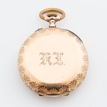 DAMFICKUR, 14K guld, schweizisk stämpel, '16 rubis'.