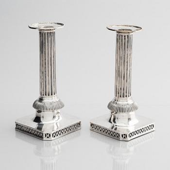 Pehr Zethelius, ljusstakar, ett par, silver, Stockholm 1794. Gustavianska.