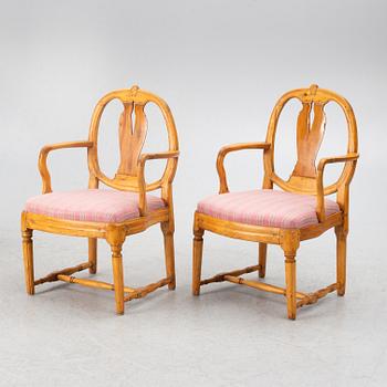 A pair of Gustavian chairs, circa 1800.
