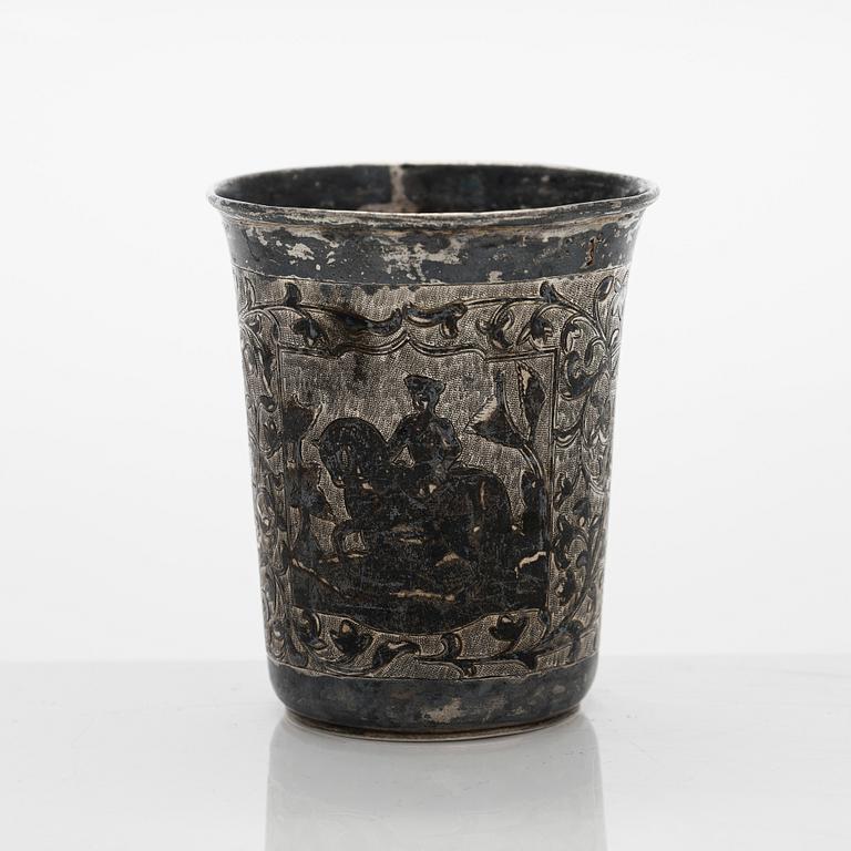 A silver and niello cup, Moscow 1864.