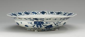 A blue and white charger, Ming dynasty (1368-1644).