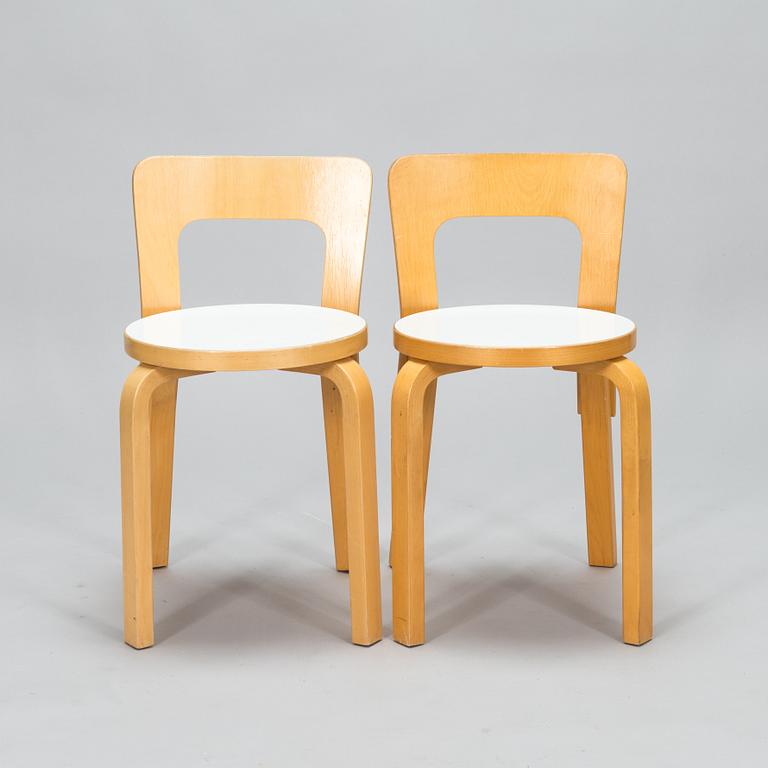 Alvar Aalto,  stolar, 5 st, modell 65, Artek 2000-tal.