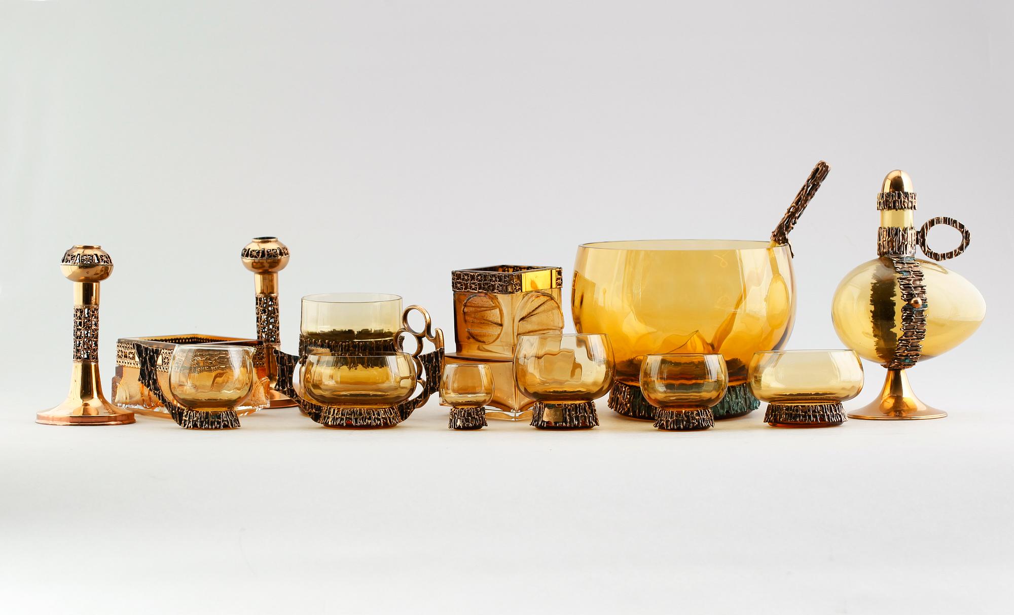 GLASSERVIS, 58 delar, "Turun Hopea", Pentti Sarpaneva, signerad, Finland, 1960-tal.