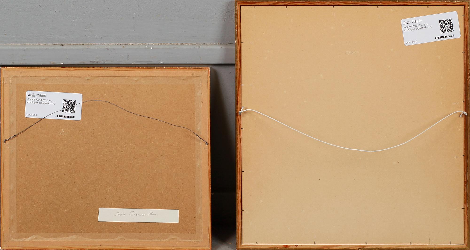 FOLKE GULLBY, 2 st, etsningar, signerade.