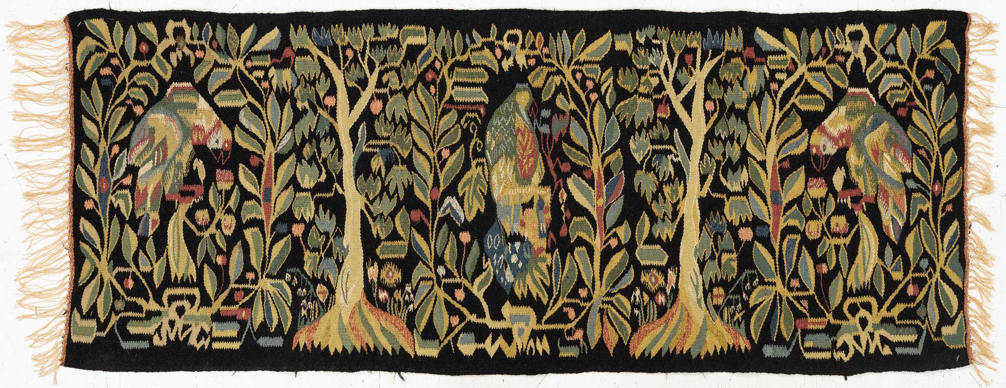 A sled cushion, Skåne, early 20th century, c. 144 x 57 cm.