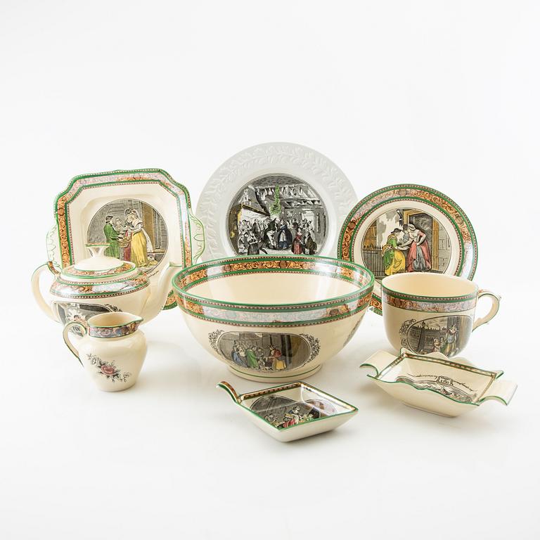 Service pieces 14 pcs "Illustrations from Dickens" William Adams Tunstall England first half of the 20th century.