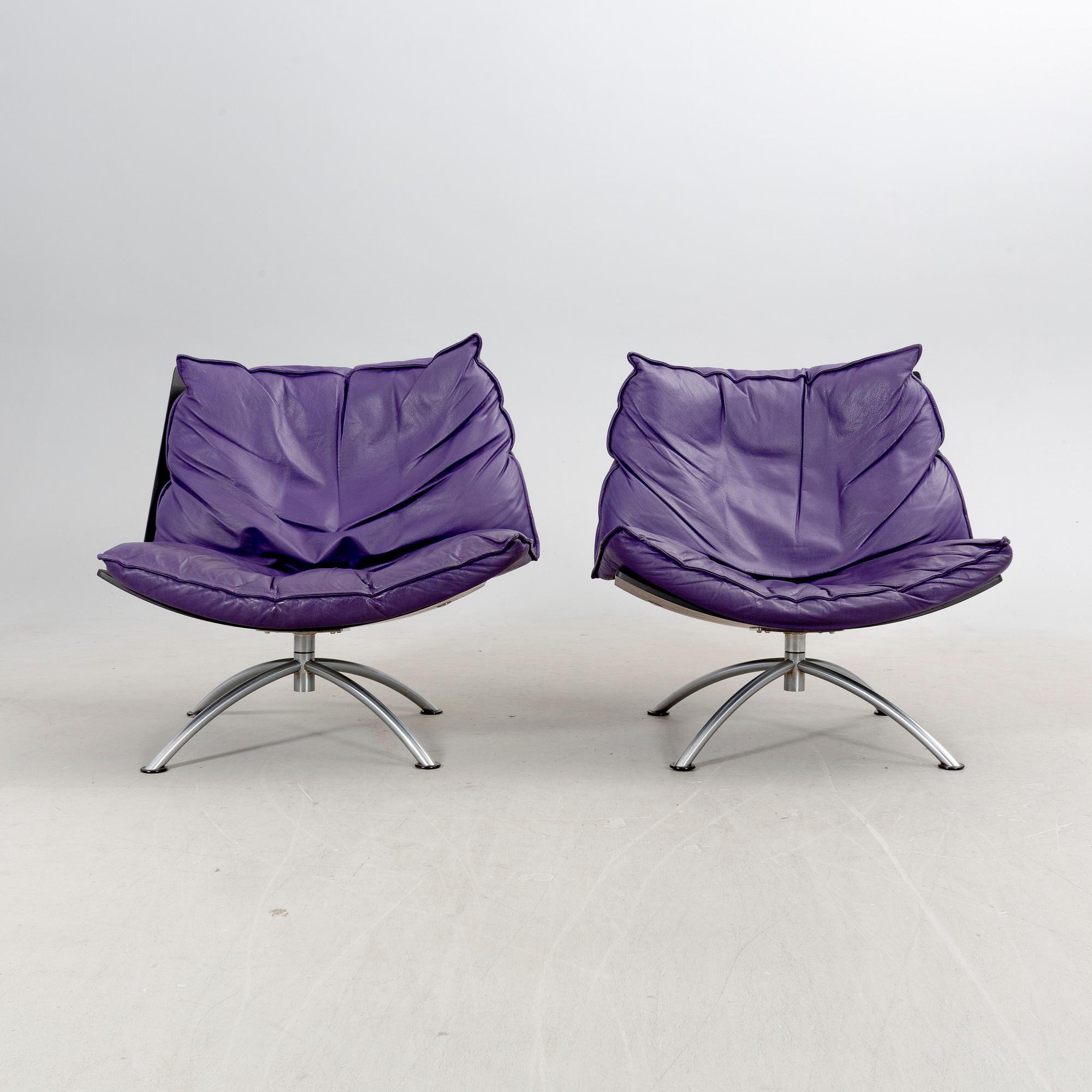 A pair of Tom Stepp "Primetime" easy chairs, Fredericia, Denmark.