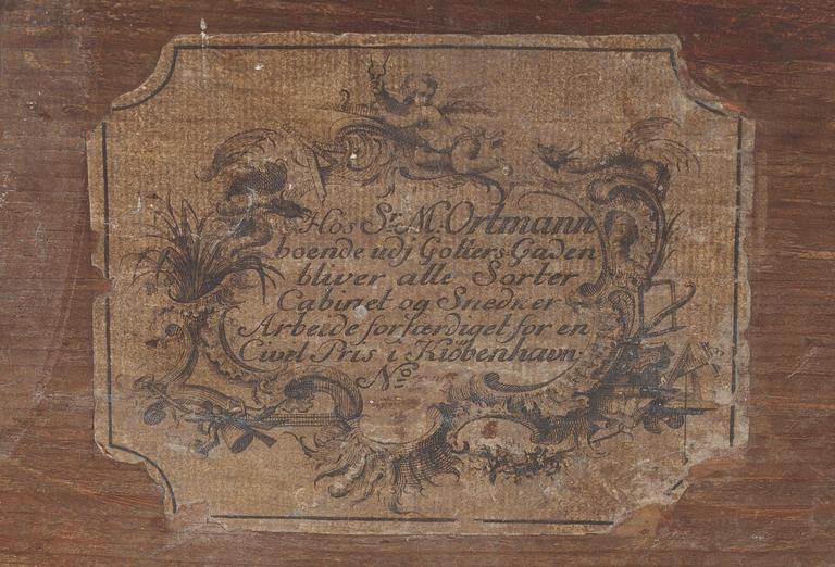 BYRÅ, av Mathias Ortmann (ca.1692–1757), Danmark, 1700-talets mitt. Rokoko.