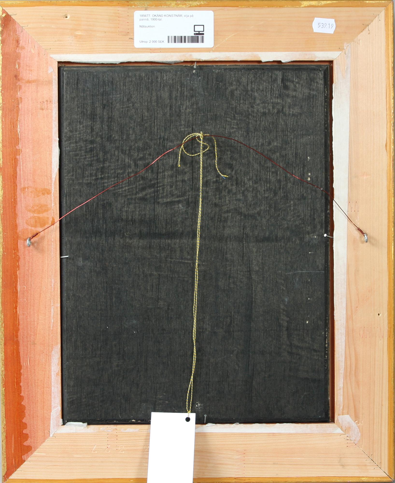 OKÄND KONSTNÄR, olja på pannå, 1900-tal.