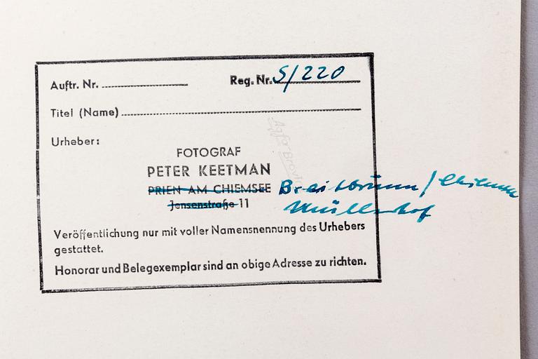 peter Keetman, photography stamped signature verso 1950/60s.