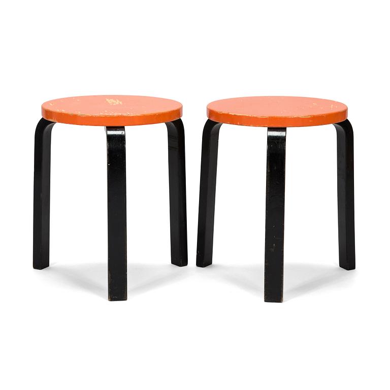 Alvar Aalto, Two mid-20th century '60' stools for  O.Y. Huonekalu-ja Rakennustyötehdas A.B.