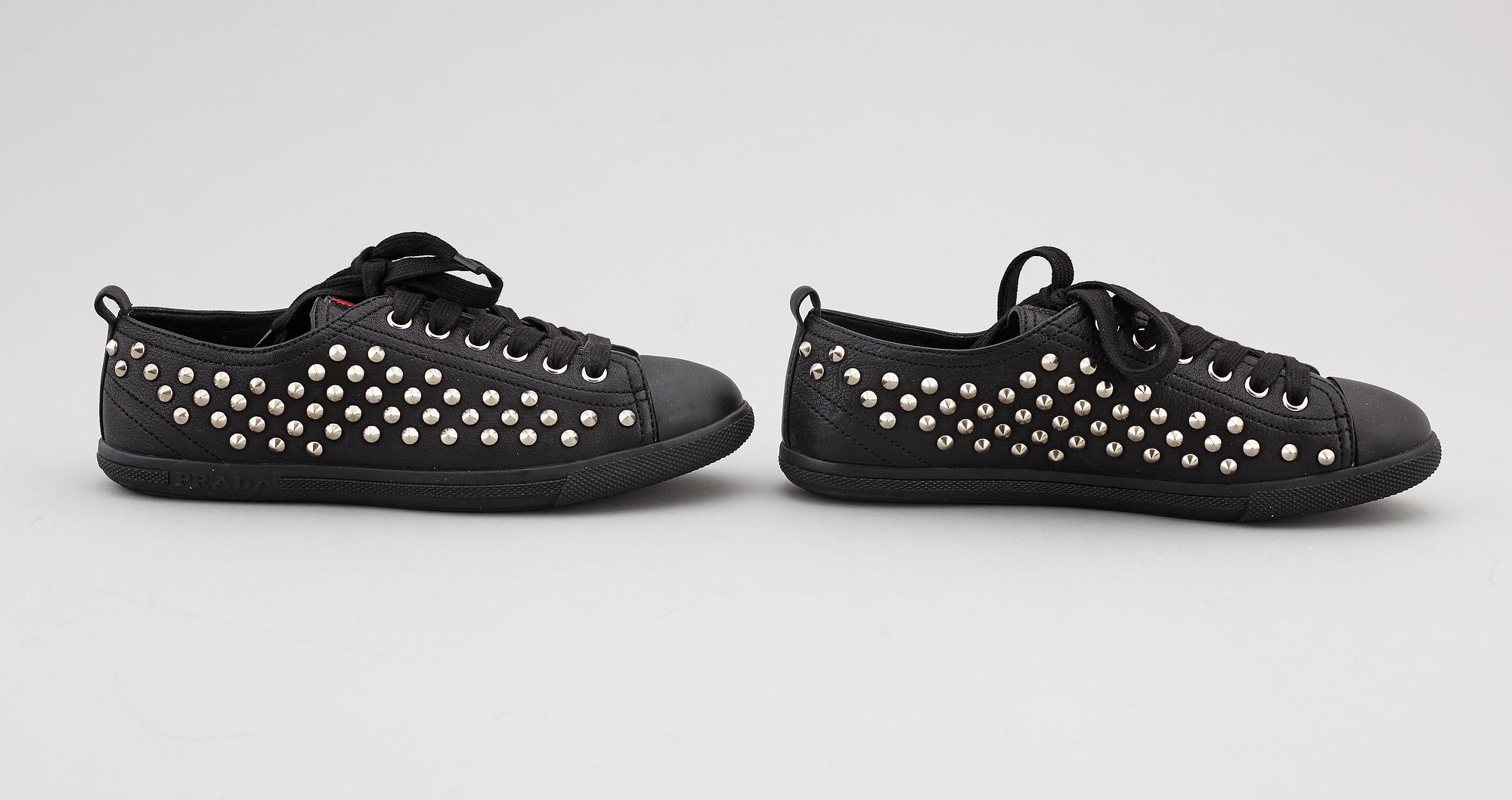 PRADA, two pairs of leather sneakers, size 35,5.
