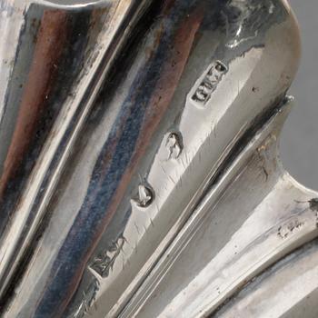 SALTKAR, ett par, silver, Gustaf Möllenborg, Stockholm, 1842, vikt 240 g.