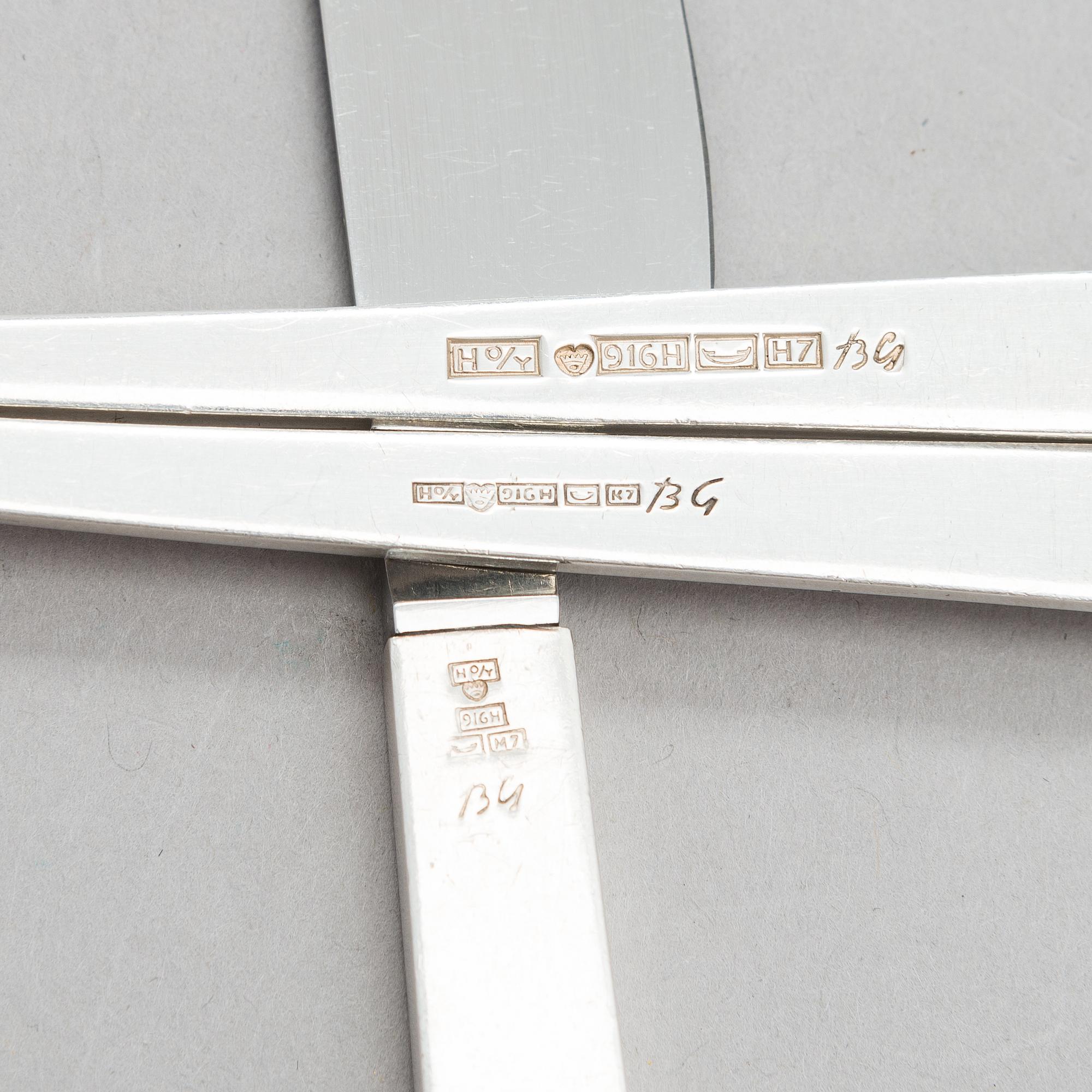 Bertel Gardberg, bestickuppsättning, 12 delar,  silver (916), "Birgitta", Hopeatehdas oy, Helsingfors 1960-66.