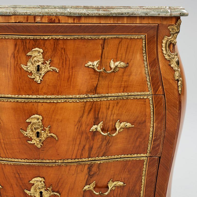 A Swedish Rococo 18th century commode attributed to Lars Nordin, master 1743.