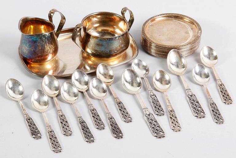 PARTI SILVER, 28 delar, bl a GAB, 1900-tal.