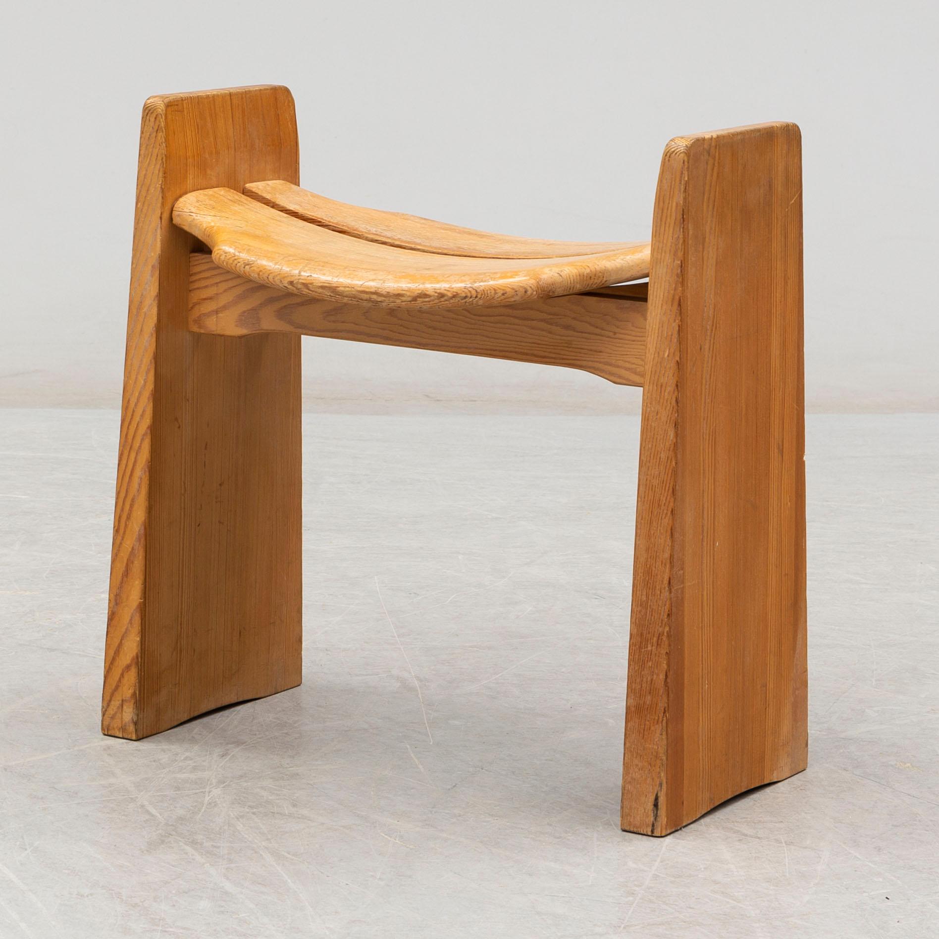 A 'Jonte' pine stool by Gilbert Marklund, designed 1969.