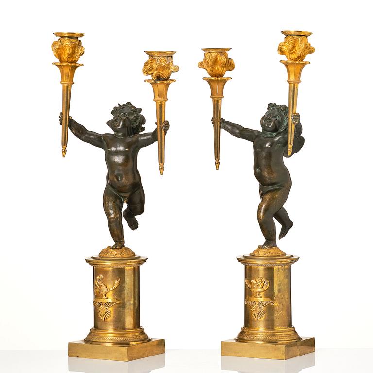 Kandelabrar, ett par, Frankrike ca år 1800, Louis XVI.