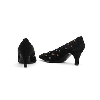MOSCHINO, a pair of black suede pumps.Size 40,5.