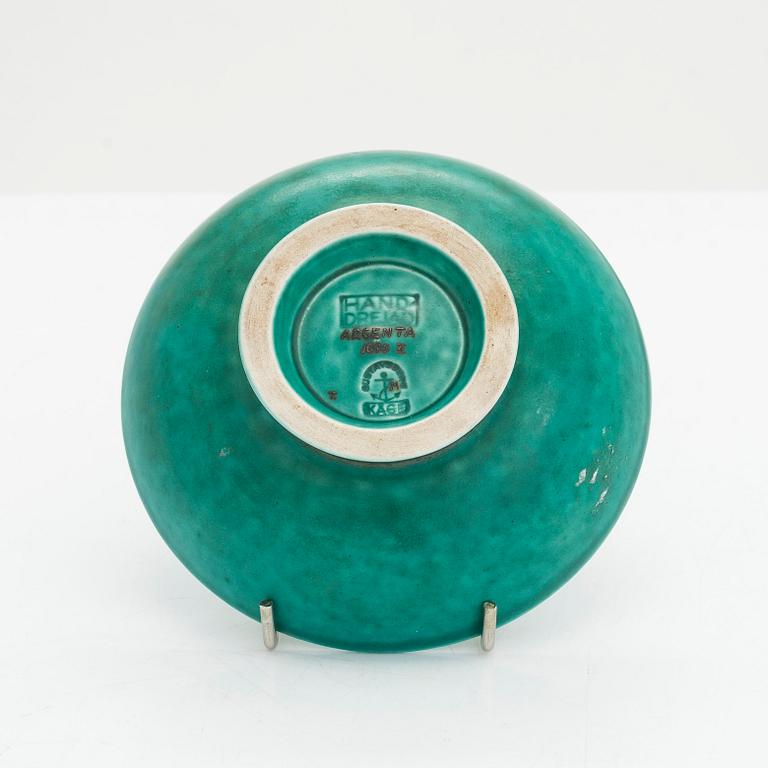 Wilhelm Kåge, fat, 2 st, samt vas "Argenta", Gustavsberg.