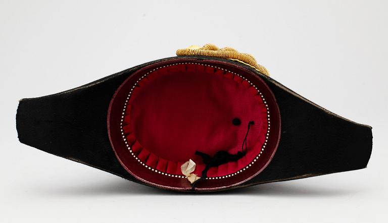 BICORNE MED FODRAL, Statens järnvägar, sent 1800-tal.