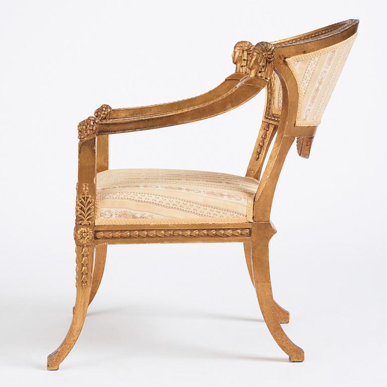 A Royal Swedish empire armchair attributed to N C Salton (master 1817-29).