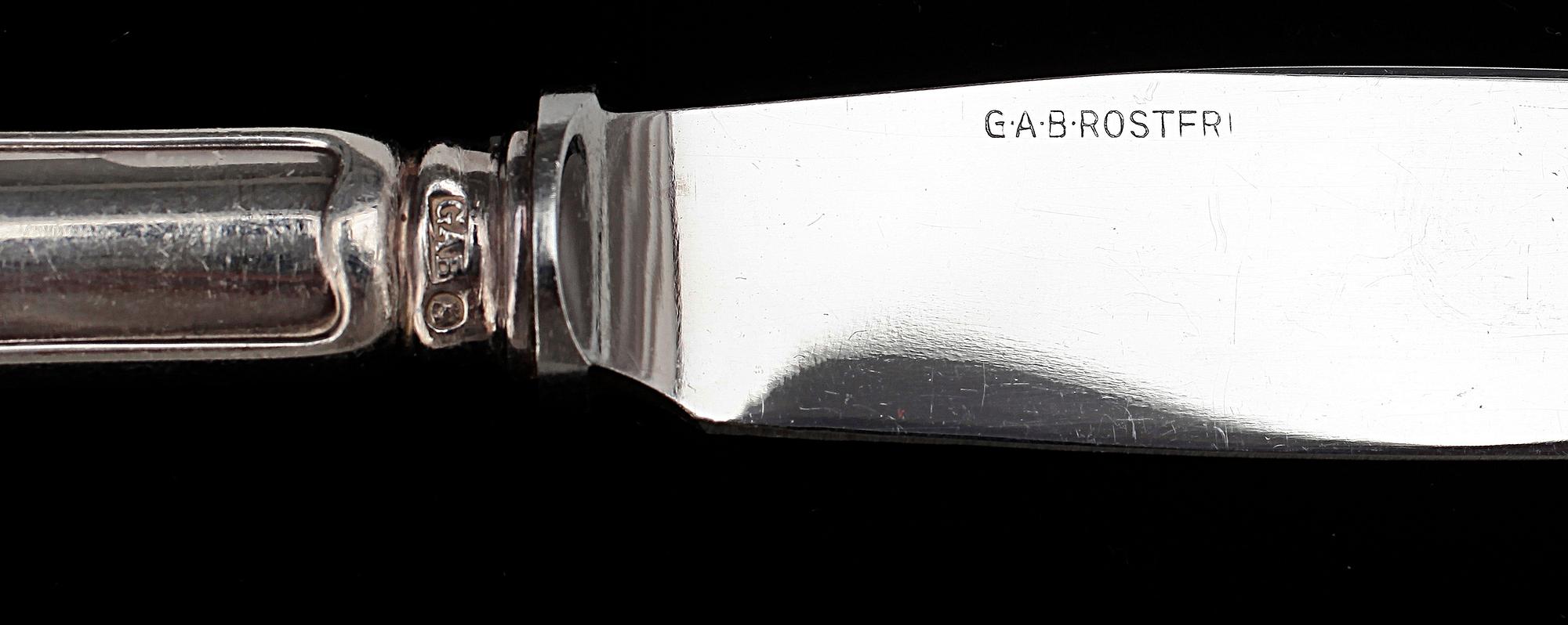 BESTICKSERVISDELAR, 48 st, silver, "Chippendale, GAB, Stockholm, 1900-talets andra hälft. Vikt 1 565 g.
