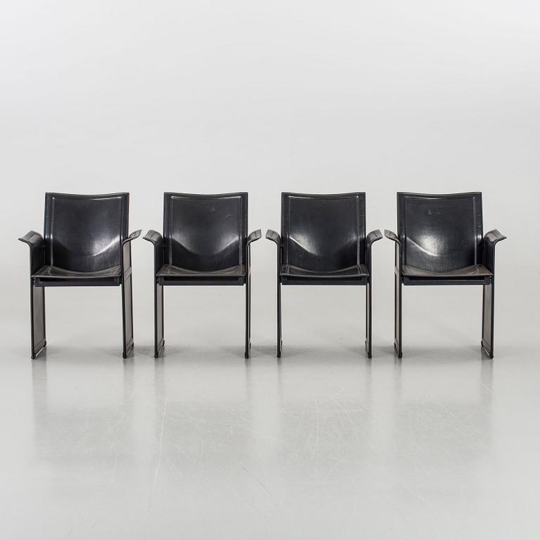 FOUR CHAIRS "KORIUM" TITO AGNOLI FOR MATTEO GRASSI.