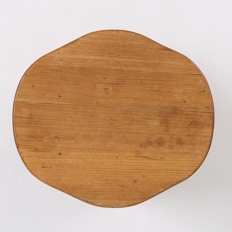 David Rosén, a stained pine "Berga" stool, Nordiska Kompaniet, Sweden, 1940s.