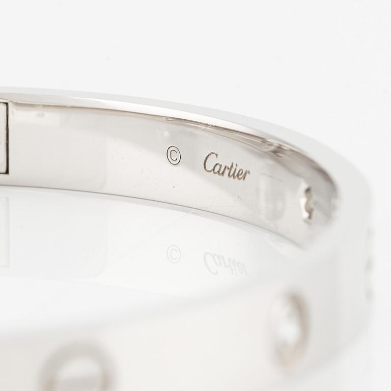 Cartier, "Love" bracelet, 18K white gold with brilliant-cut diamonds.