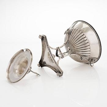 A lidded silver sugar bowl, maker's mark of Johan Imberg, Oulu, Finland 1838.