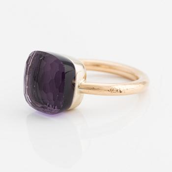 Pomellato ring in 18K gold with a faceted amethyst, "Nudo".