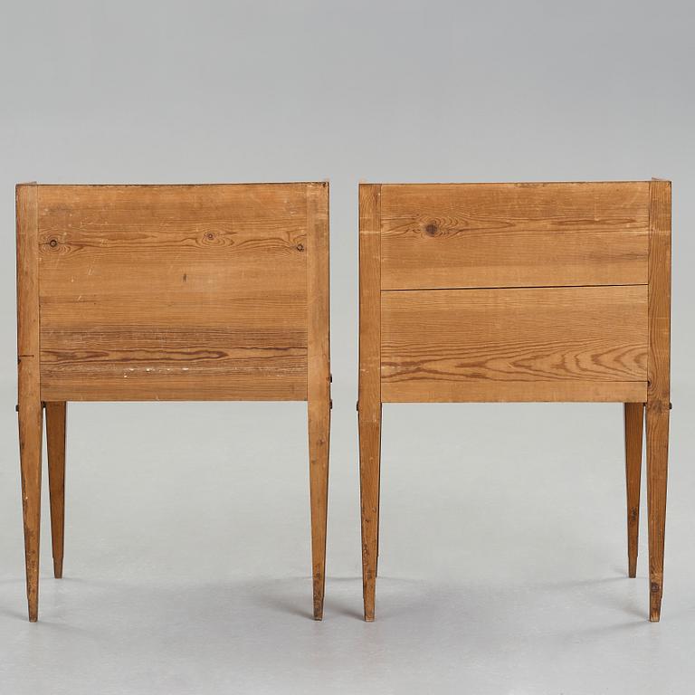 A pair of Gustavian bedside tables by Georg Haupt (master in Stockholm 1770-1784), not signed.