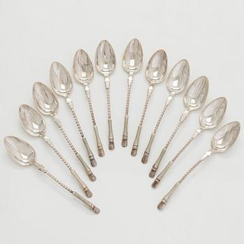 Samuel Mika Westerlund A set of 12 coffee spoons, Porvoo 1890.