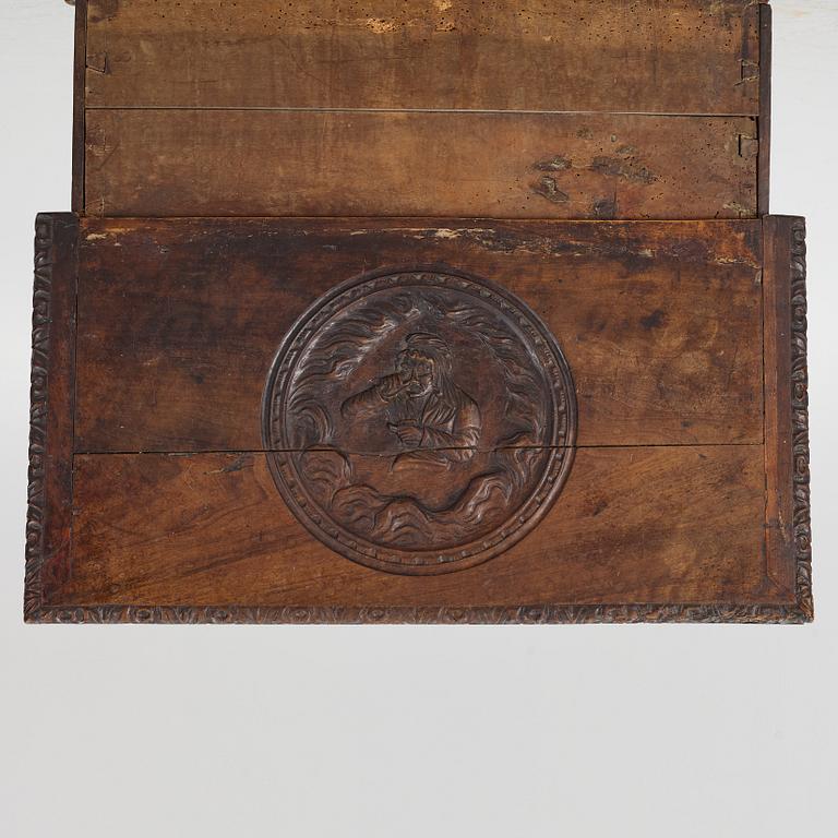 A baroque style wooden chest, 19th century.