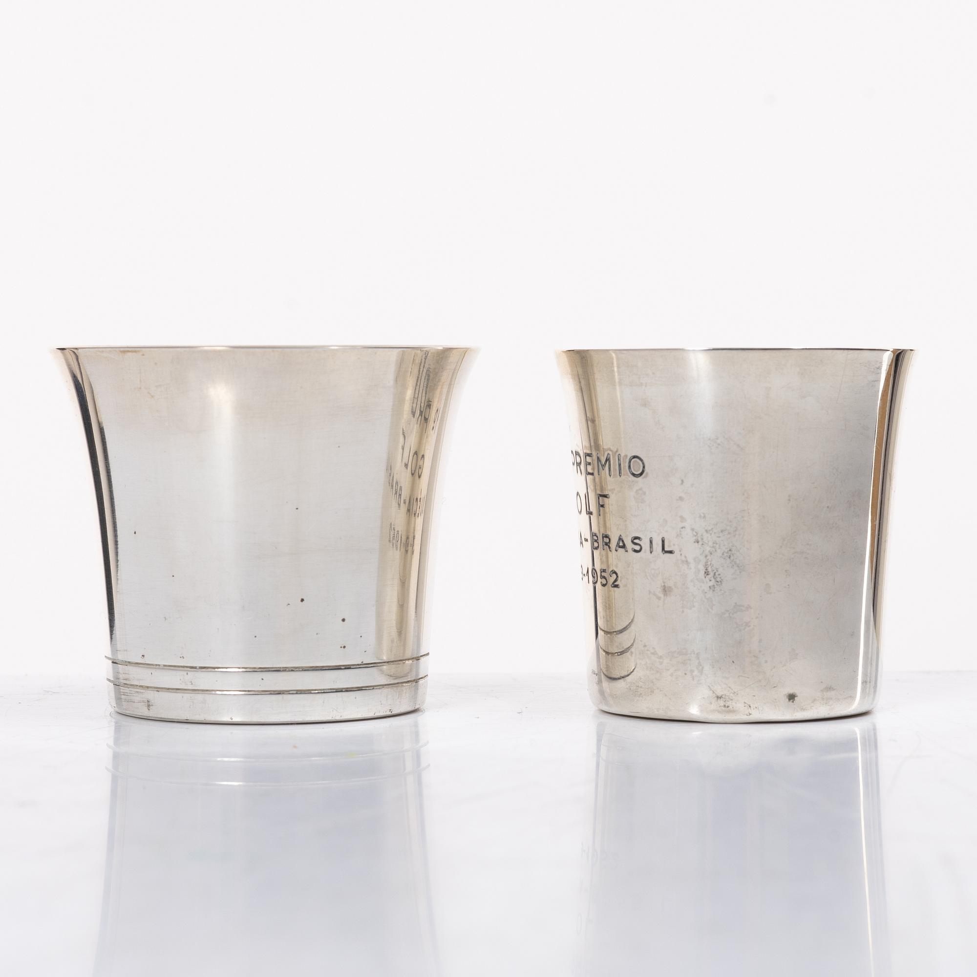 Seven Swedish silver cups, Stockholm 1950s-60s.