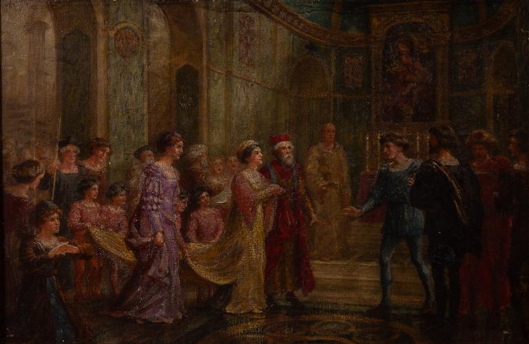 Engelsk skola, 1800-tal,  "The Wedding Scene" ur Shakespeare.