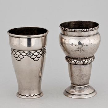 POKALER, 2 st, silver, Danmark 1900-talets första hälft.