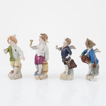 Four porcelain figurines, Königliche Porzellan-Manufaktur, Berlin, 19th century.