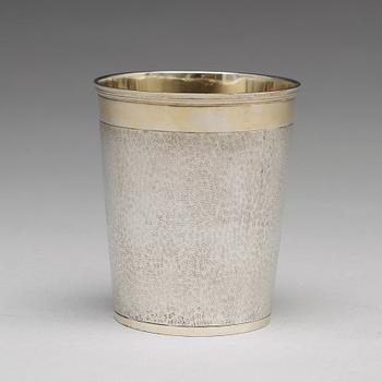 A German 18th century parcel-gilt beaker, mark of Philipp Stenglin, Augsburg 1735-1736.