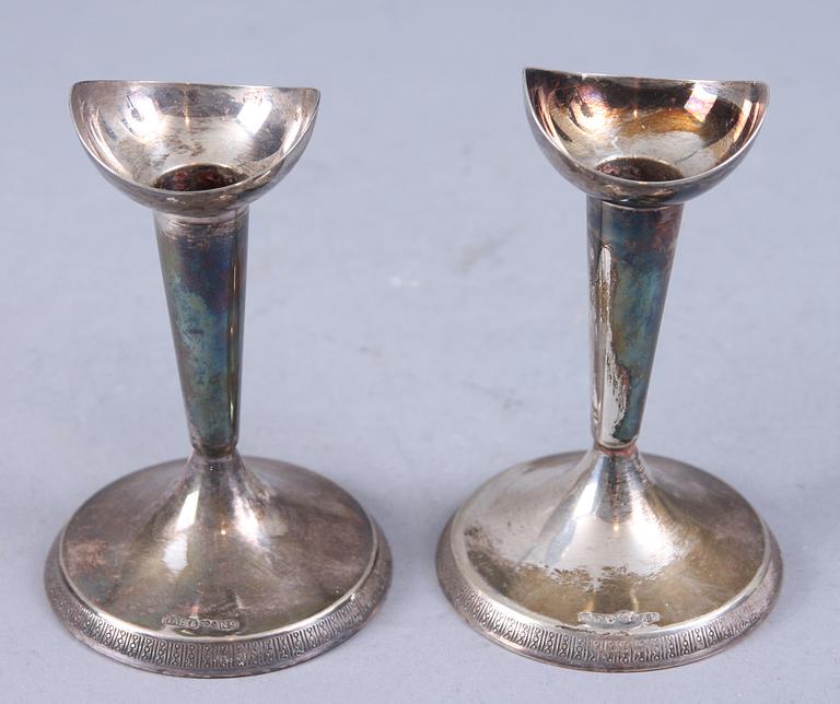 LJUSSTAKAR, ett par, silver, GAB, Stockholm, 1963.