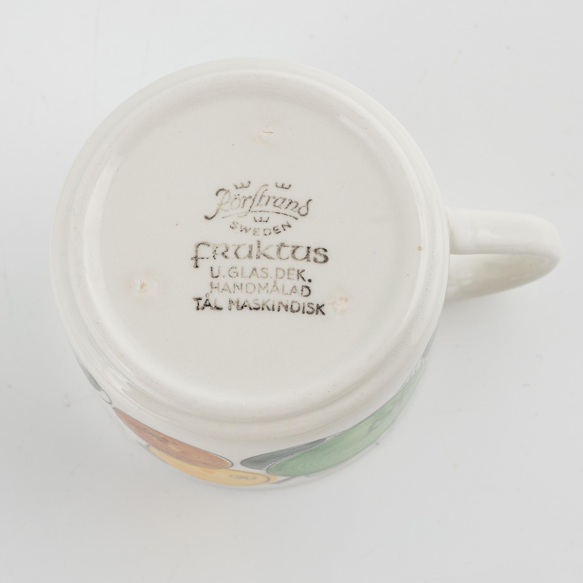 Hertha Bengtson, two 'Fructus' coffee cups with saucer, Rörstrand.