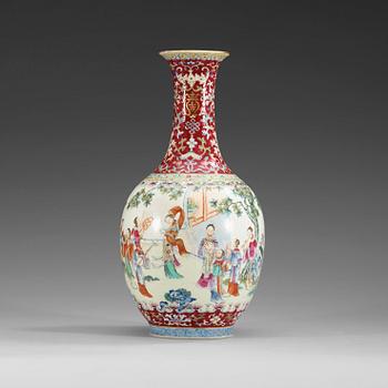 A famille rose vase, China, presumably Republic, 20th Century, with Qianlong sealmark.