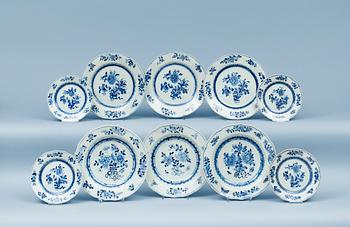 1744. A blue and white part dinner service, Qianlong (1736-95).